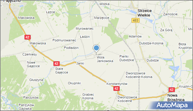mapa Wola Jankowska, Wola Jankowska na mapie Targeo
